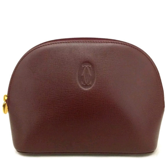 CARTIER LEATHER COSMETIC POUCH BAG /G3573 - Picture 2 of 10